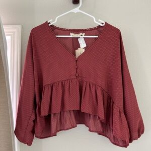 Saltwater Luxe top XS peplum boho mauve